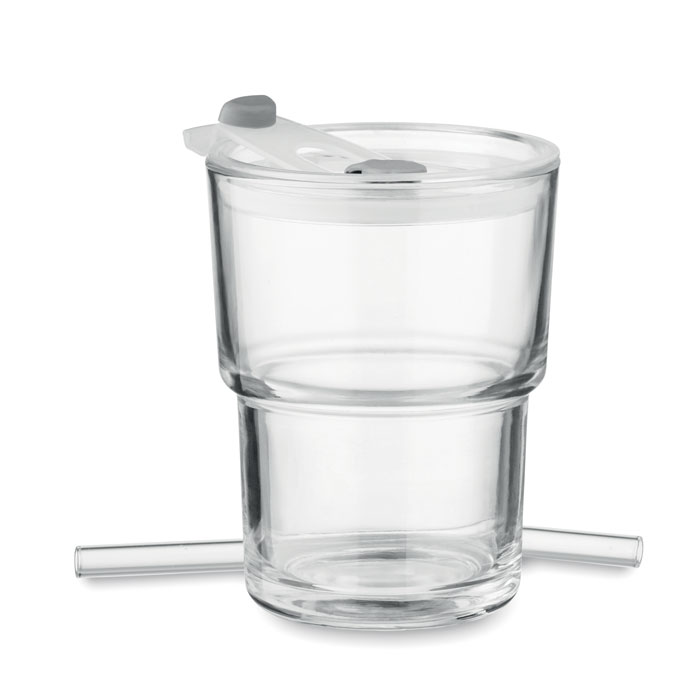 Glasbecher mit Trinkhalm 400ml