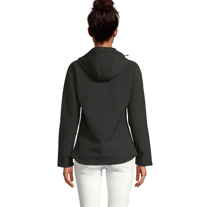 s46802-bk-back REPLAY DAMEN HOOD SOFTSHELL