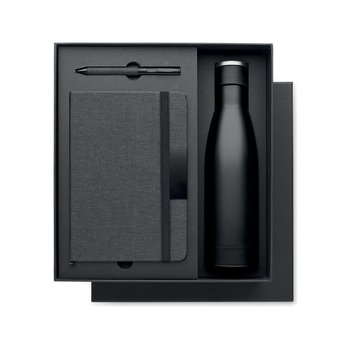 Set Notizbuch mit Flasche